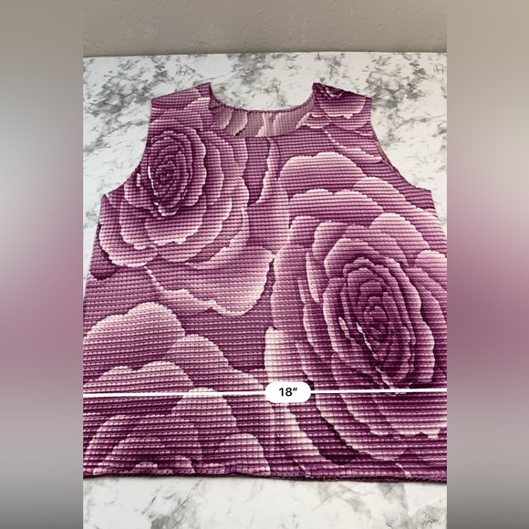 Vintage Y2K 90s Rose Floral Purple Accordion Style Blouse 1X Small Medium Large - Picture 13 of 16